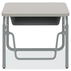 Safco 27.75 in. x 19.75 in. x 22 in. to 30 in. AlphaBetter 2.0 Height-Adjustable Student Desk with Pendulum Bar and Book Box - Pebble Gray