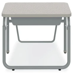 Safco 27.75 in. x 19.75 in. x 22 in. to 30 in. AlphaBetter 2.0 Height-Adjustable Student Desk with Pendulum Bar and Book Box - Pebble Gray