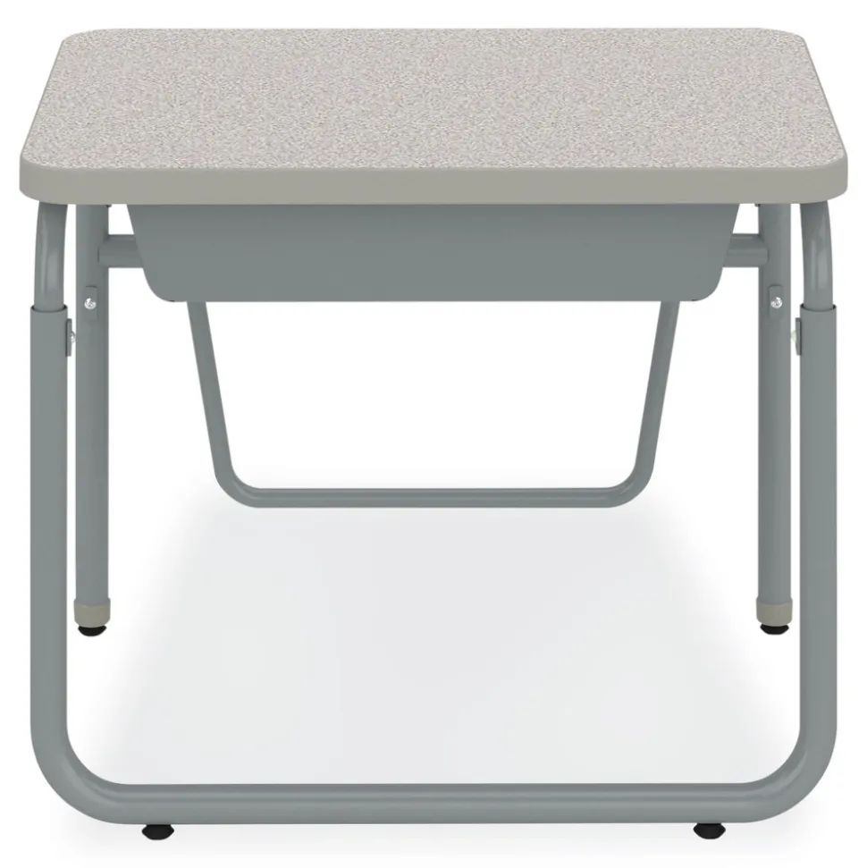 Safco 27.75 in. x 19.75 in. x 22 in. to 30 in. AlphaBetter 2.0 Height-Adjustable Student Desk with Pendulum Bar and Book Box - Pebble Gray