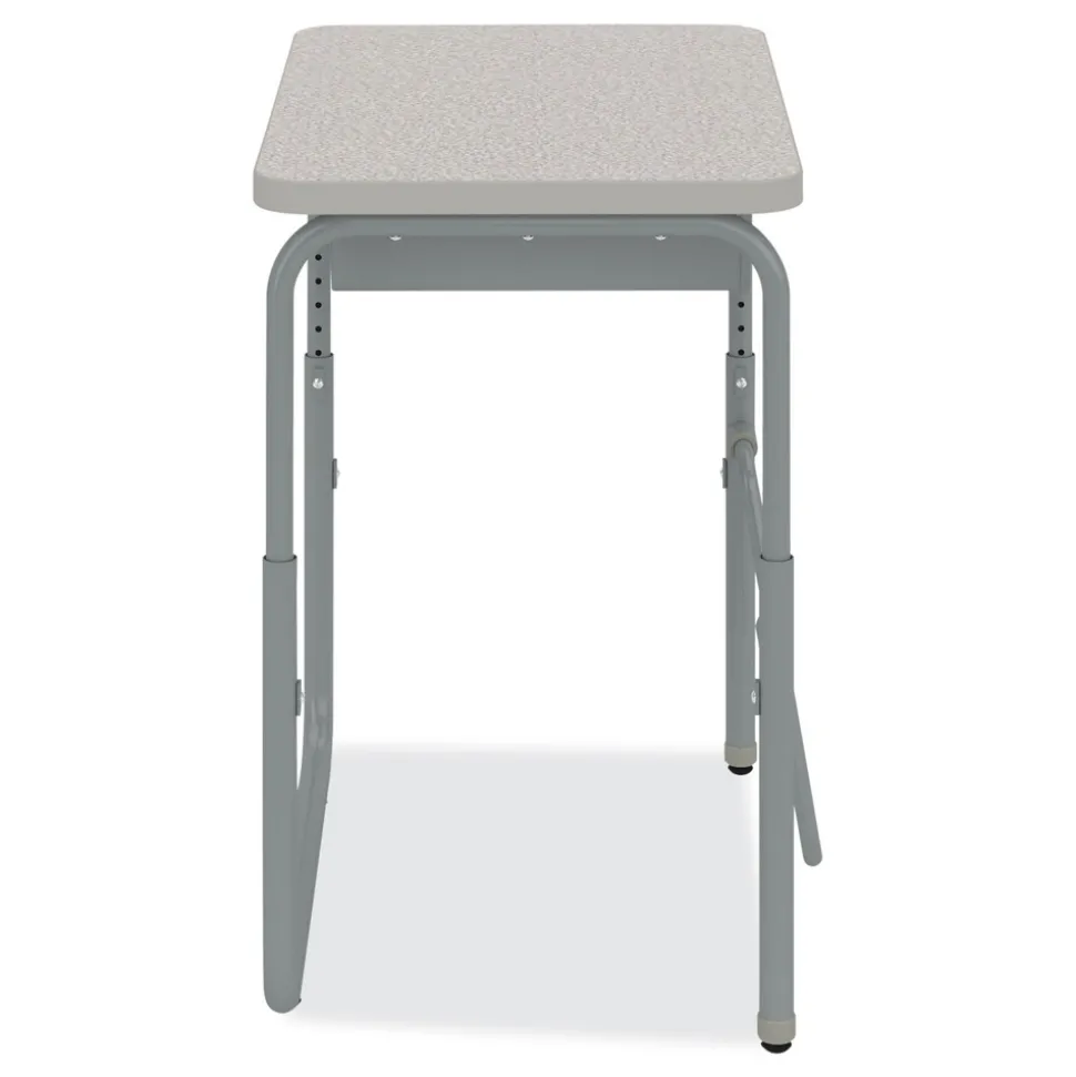 Safco 27.75 in. x 19.75 in. x 22 in. to 30 in. AlphaBetter 2.0 Height-Adjustable Student Desk with Pendulum Bar and Book Box - Pebble Gray