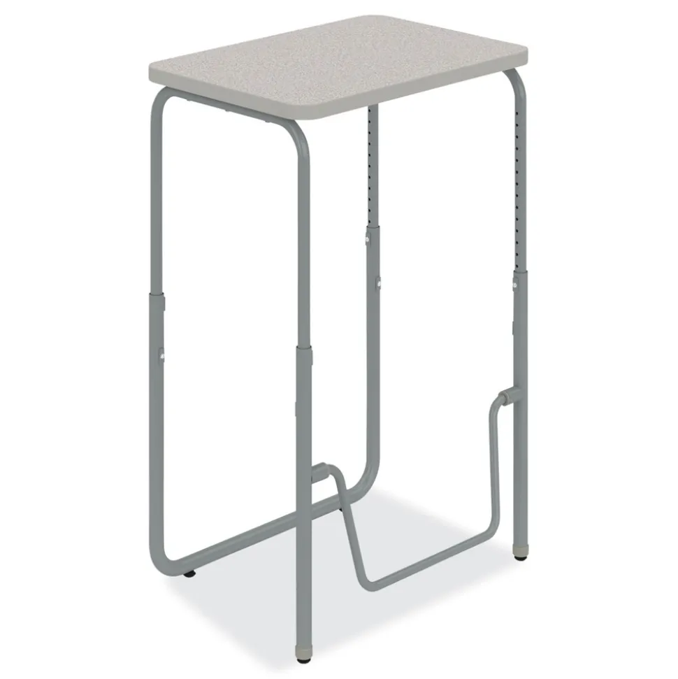 Safco 27.75 in. x 19.75 in. x 29 in. to 43 in. AlphaBetter 2.0 Height-Adjustable Student Desk with Pendulum Bar and Book Box - Pebble Gray