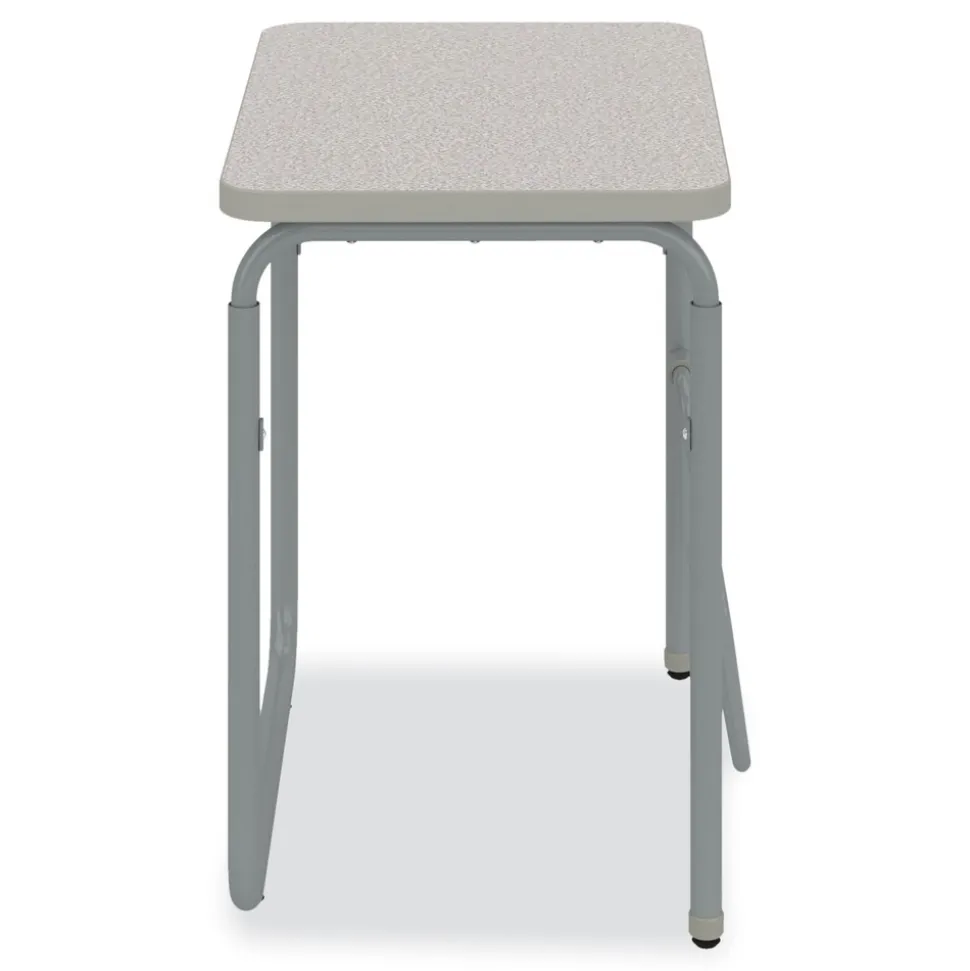 Safco 27.75 in. x 19.75 in. x 29 in. to 43 in. AlphaBetter 2.0 Height-Adjustable Student Desk with Pendulum Bar and Book Box - Pebble Gray