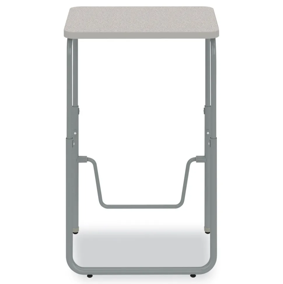 Safco 27.75 in. x 19.75 in. x 29 in. to 43 in. AlphaBetter 2.0 Height-Adjustable Student Desk with Pendulum Bar and Book Box - Pebble Gray