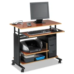 Safco 35.5 in. x 22 in. x 29 in. to 34 in. Muv 28 in. Adjustable-Height Mini-Tower Computer Desk - Cherry/Black