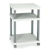 Safco 20 in. x 17.5 in. x 29.25 in. Wave Design Plastic 3-Shelf Deskside Printer Stand - White/Charcoal Gray