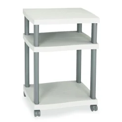 Safco 20 in. x 17.5 in. x 29.25 in. Wave Design Plastic 3-Shelf Deskside Printer Stand - White/Charcoal Gray