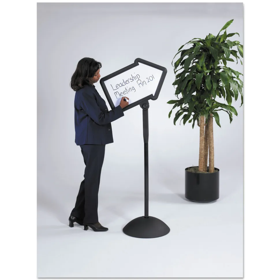 Safco 25.5 in. x 17.75 in. x 64.25 in. WriteWay Two-Sided Dry Erase Standing Message Sign - White Surface/Black Frame