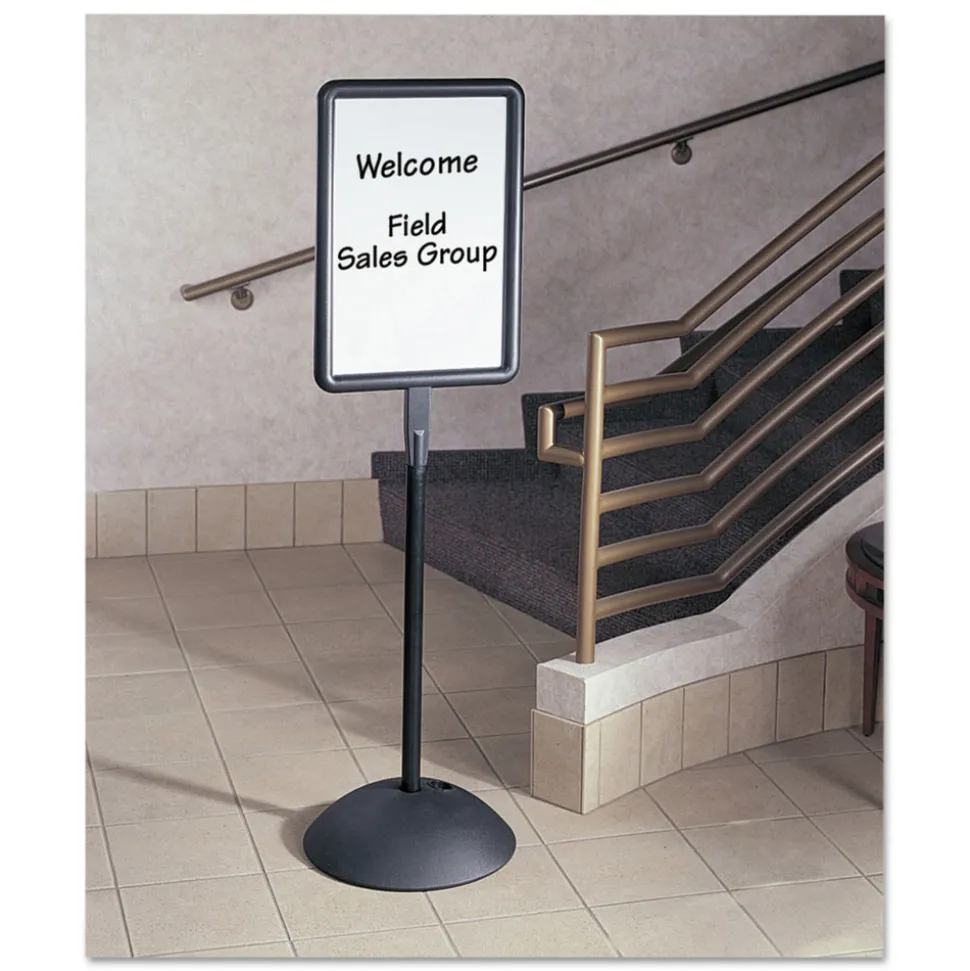 Safco 14.25 in. x 22.5 in. x 65 in. WriteWay Two-Sided Dry Erase Standing Message Sign - White Surface/Black Frame