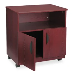 Safco 3 Shelves 200 lbs. Capacity 28 in. x 19.75 in. x 30.5 in. Engineered Wood Mobile Machine Stand with Open Compartment - Mahogany