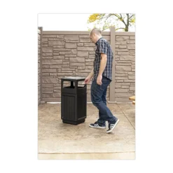 Safco Canmeleon 15-Gallon Polyethylene Recessed Panel Receptacles - Black