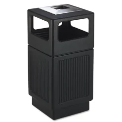 Safco Canmeleon 38-Gallon Polyethylene Recessed Panel Receptacles - Black