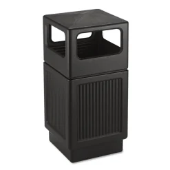 Safco Canmeleon 38-Gallon Polyethylene Side-Open Recessed Panel Receptacles - Black