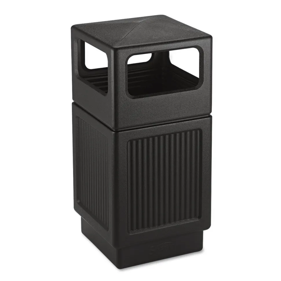 Safco Canmeleon 38-Gallon Polyethylene Side-Open Recessed Panel Receptacles - Black