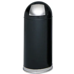 Safco 15-Gallon Steel Dome Top Receptacle with Spring-Loaded Door - Black