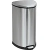 Safco 10-Gallon Step-On Stainless Steel Receptacle = Chrome/Black