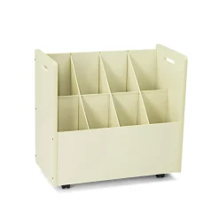 Safco Laminate Mobile Roll Files, 8 Compartments, 30.13w X 15.75d X 29.25h, Putty