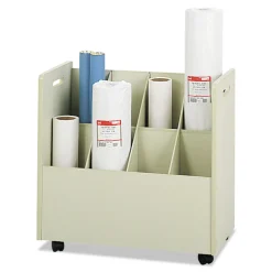 Safco Laminate Mobile Roll Files, 8 Compartments, 30.13w X 15.75d X 29.25h, Putty