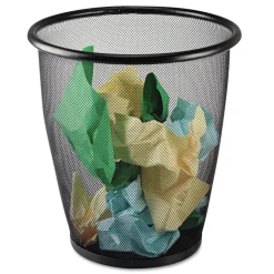 Safco Onyx 5-Gallon Round Steel Mesh Wastebasket - Black