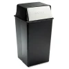 Safco Reflections Push Top Square Receptacle, Steel, 36gal, Black/chrome