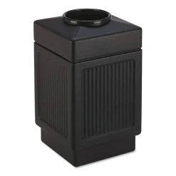 Safco Top-Open 38 Gallon Polyethylene Canmeleon Recessed Panel Receptacles - Black