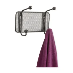 Safco 8.5w x 3d x 5.5h 2-Hook Onyx Mesh Wall Racks - Black