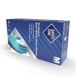 Safety Zone ProGuard Nitrile Gloves, Powder-Free, 3 mil, Blue, Medium, 1,000/Carton