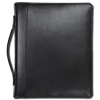 Samsill 11 in. x 13 1/2 in. 2-Part 1 in. Cap Leather Multi-Ring Zippered Portfolio - Black