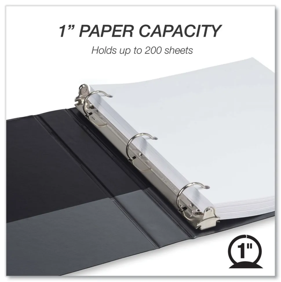 Samsill 11 in. x 8.5 in. 1 in. Capacity 3 Rings Biobased Round Ring Binder - Black