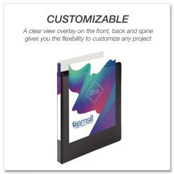 Samsill 11.5 in. x 8.5 in. 0.5 in. Capacity 3 Rings Durable D-Ring View Binders - Black (4/Pack)