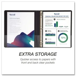 Samsill 11.5 in. x 8.5 in. 0.5 in. Capacity 3 Rings Durable D-Ring View Binders - Black (4/Pack)