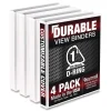 Samsill 11.5 in. x 8.5 in. 1 in. Capacity 3 Rings Durable D-Ring View Binders - White (4/Pack)