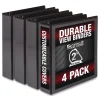 Samsill 11.5 in. x 8.5 in. 2 in. Capacity 3 Rings Durable D-Ring View Binders - Black (4/Pack)