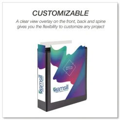 Samsill 11.5 in. x 8.5 in. 2 in. Capacity 3 Rings Durable D-Ring View Binders - Black (4/Pack)