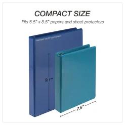 Samsill 8.5 in. x 5.5 in. 1 in. Capacity 3 Rings Economy Round Ring View Binder - Assorted (6/Carton)