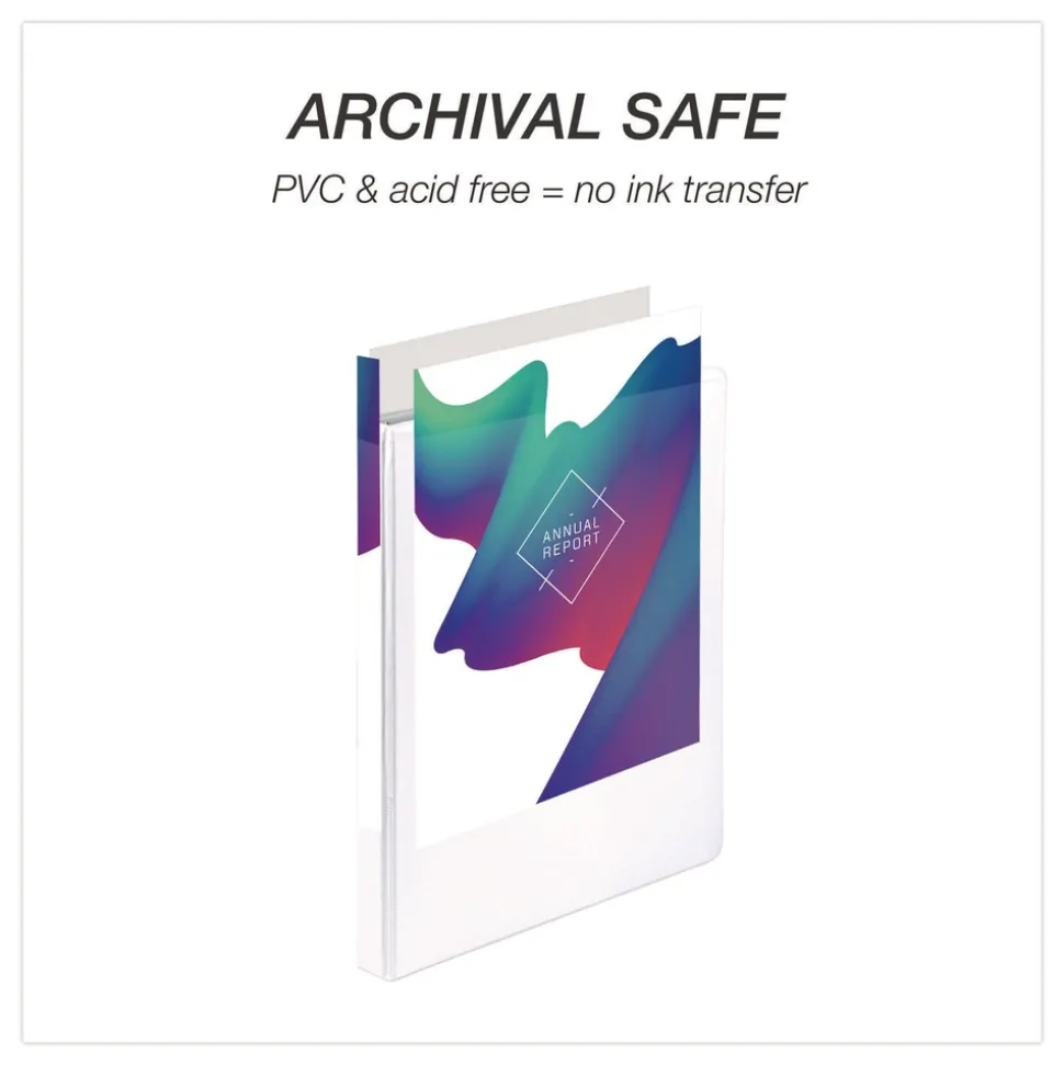 Samsill 11 in. x 8.5 in. 0.5 in. Capacity 3 Rings Economy Round Ring View Binder - White (12/Carton)