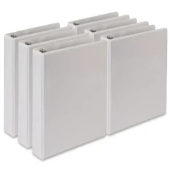 Samsill 8.5 in. x 5.5 in. 1 in. Capacity 3 Rings Economy Round Ring View Binder - White (6/Carton)