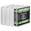 Samsill 11.5 in. x 8.5 in. 2 in. Capacity 3 Rings Durable D-Ring View Binders - White (4/Pack)