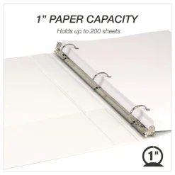 Samsill 11 in. x 8.5 in. 1 in. Capacity 3 Rings Economy Round Ring View Binder - White (6/Carton)