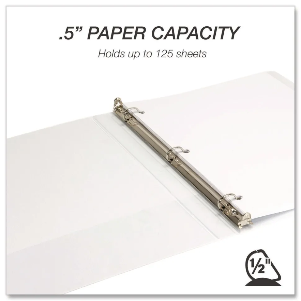Samsill 11.5 in. x 8.5 in. 3 Rings 0.5 in. Capacity Durable D-Ring View Binders - White (4/Pack)