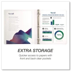 Samsill 11.5 in. x 8.5 in. 3 Rings 0.5 in. Capacity Durable D-Ring View Binders - White (4/Pack)