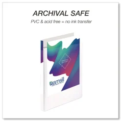 Samsill 11.5 in. x 8.5 in. 3 Rings 0.5 in. Capacity Durable D-Ring View Binders - White (4/Pack)