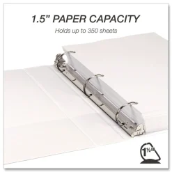 Samsill 11.5 in. x 8.5 in. 3 Rings 1.5 in. Capacity Durable D-Ring View Binders - White (4/Pack)