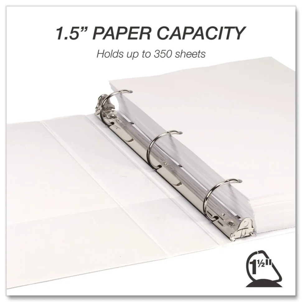 Samsill 11.5 in. x 8.5 in. 3 Rings 1.5 in. Capacity Durable D-Ring View Binders - White (4/Pack)