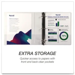 Samsill 11.5 in. x 8.5 in. 3 Rings 1.5 in. Capacity Durable D-Ring View Binders - White (4/Pack)