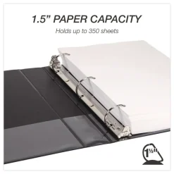 Samsill 11.5 in. x 8.5 in. 3 Rings 1.5 in. Capacity Durable D-Ring View Binders - Black (4/Pack)