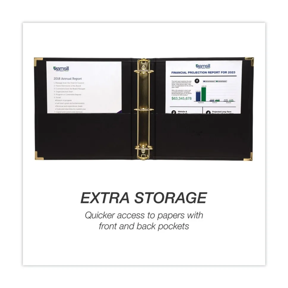 Samsill Classic Collection 11 in. x 8.5 in. 3 Rings 2 in. Capacity Ring Binder - Black