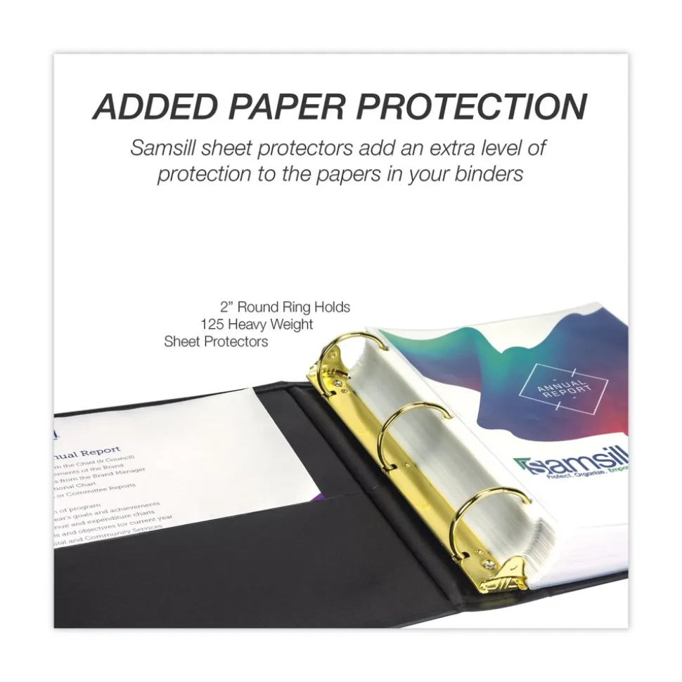 Samsill Classic Collection 11 in. x 8.5 in. 3 Rings 2 in. Capacity Ring Binder - Black