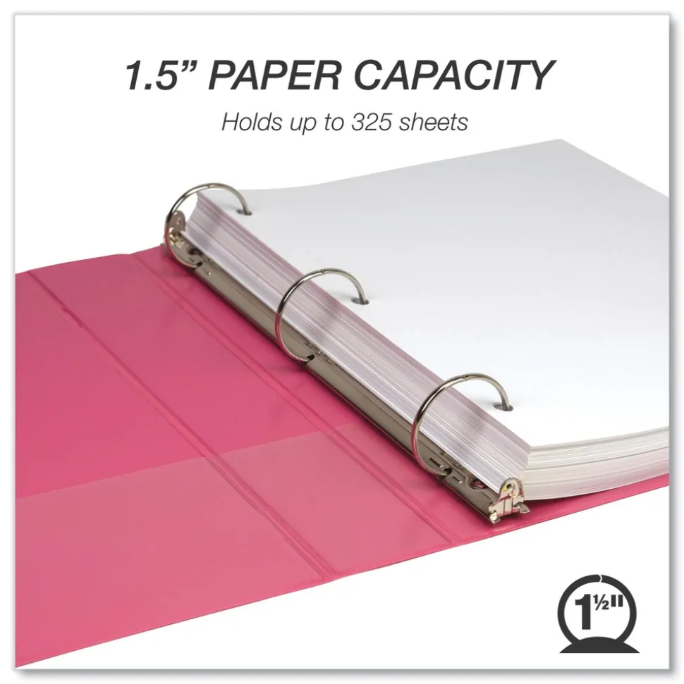 Samsill Earth's Choice Plant-Based 11 in. x 8.5 in. 1.5 in. Capacity 3 Rings Economy Round Ring View Binders - Pink (2/Pack)