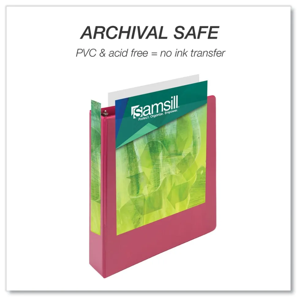 Samsill Earth's Choice Plant-Based 11 in. x 8.5 in. 1.5 in. Capacity 3 Rings Economy Round Ring View Binders - Pink (2/Pack)