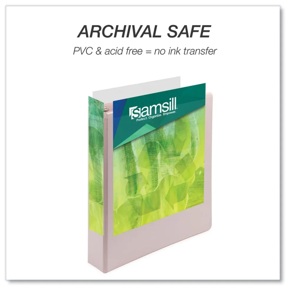 Samsill Earth's Choice Plant-Based BOHO 11 in. x 8.5 in. 1 in. Capacity D-Ring View Binders - Rose (2/Pack)